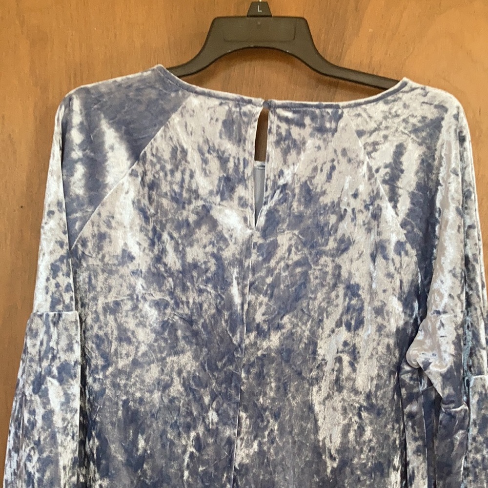 Relisted LC Lauren Conrad duller blue velvet volume sleeve top boho XL - Picture 14 of 17
